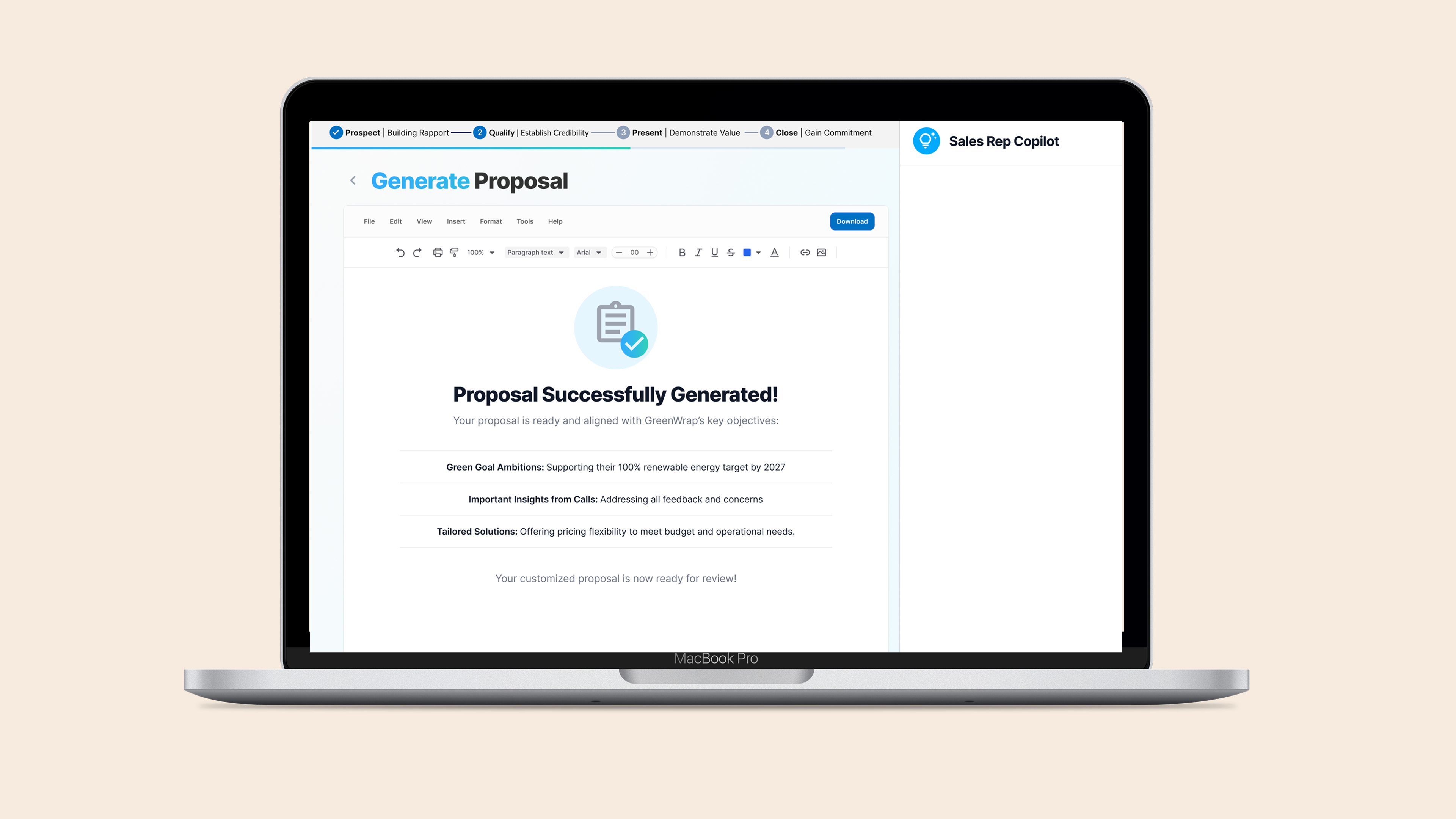 Customised Proposal Output